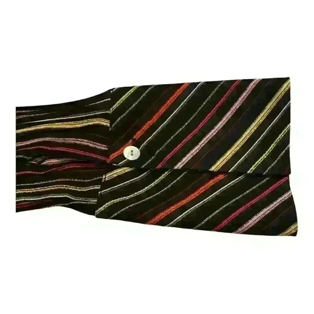 Candela Vintage Multicolor Striped Button-Up Shirt Unisex Size M - Picture 4 of 7